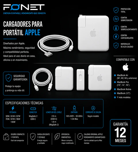 Cargador para portatil Apple
