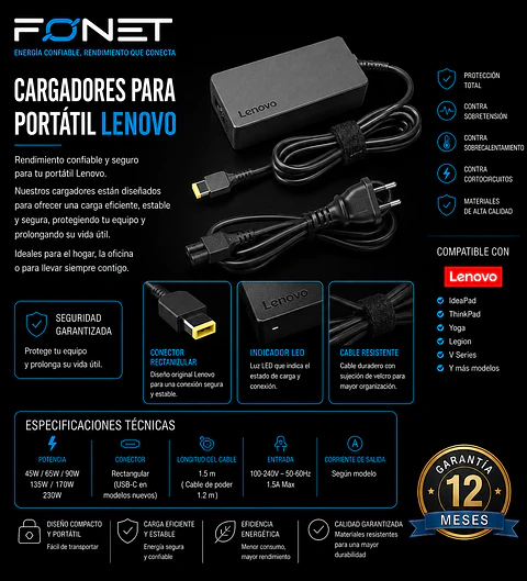 Cargador para portatil Lenovo