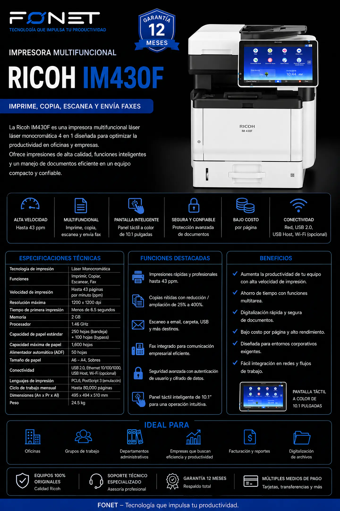 Impresora multifuncional RICOH IM430F 1