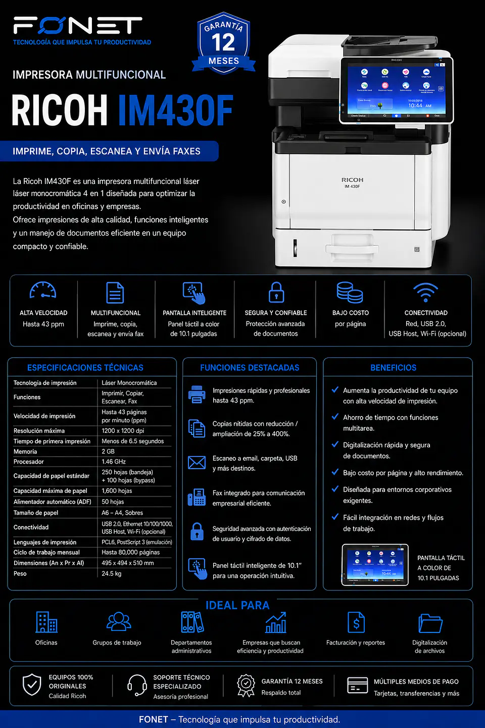 Impresora multifuncional RICOH IM430F 1