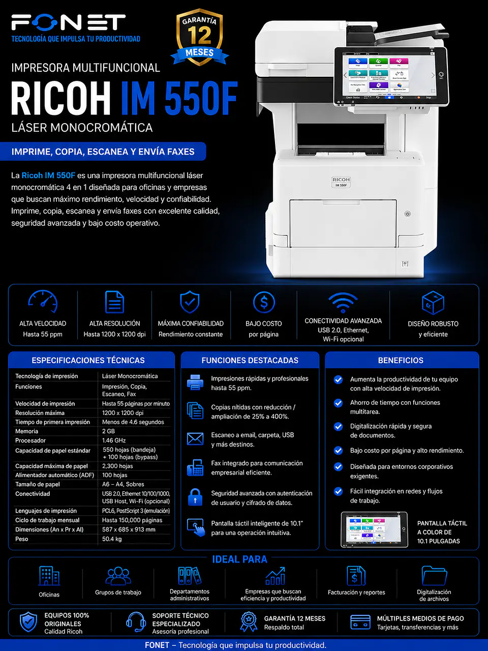 Impresora  multifuncional RICOH IM 550F 1