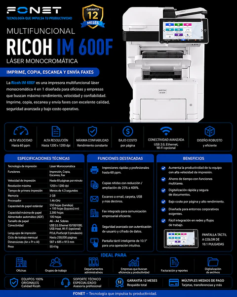 Impresora multifunciona RICOH IM600F