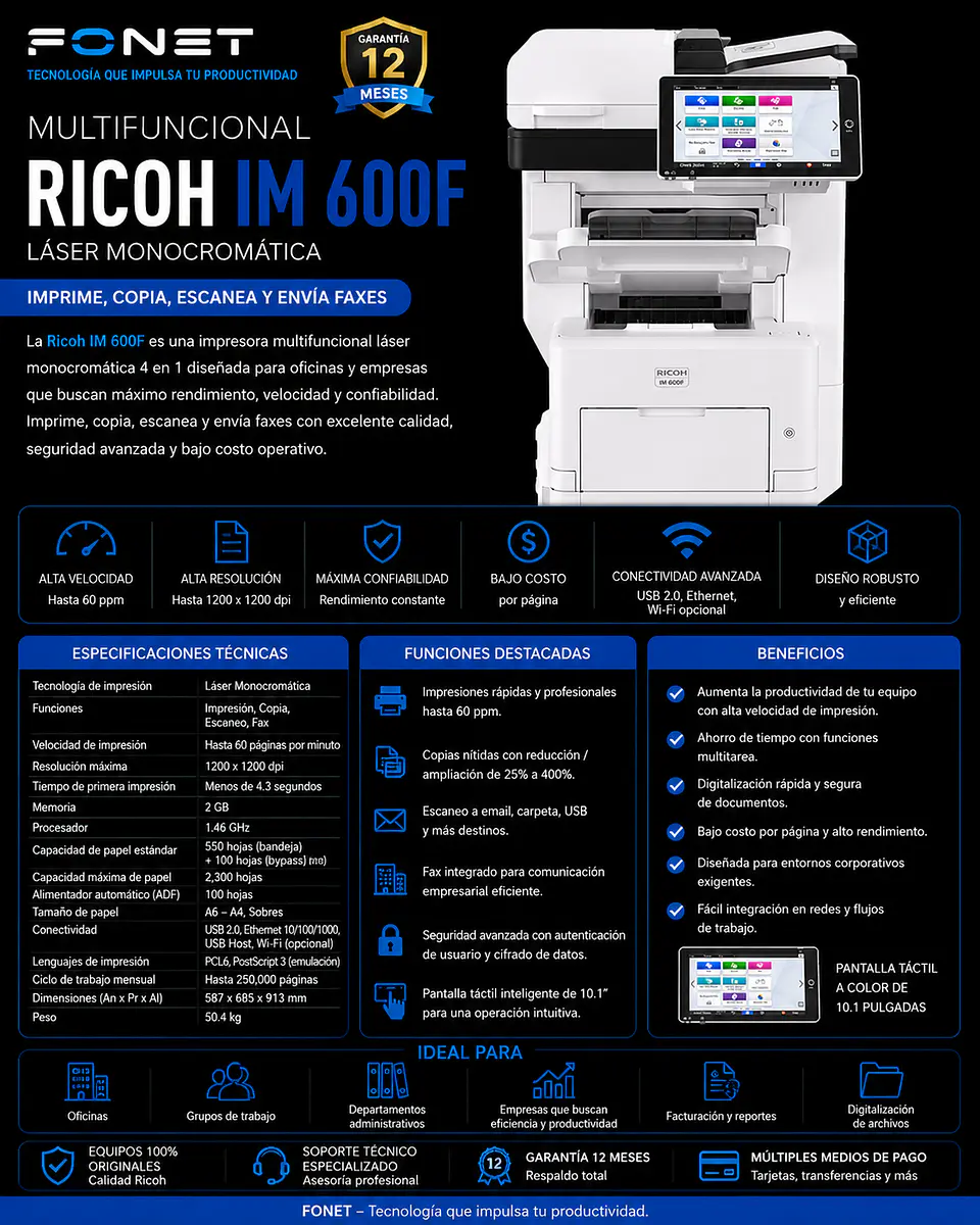 Impresora multifunciona RICOH IM600F 1
