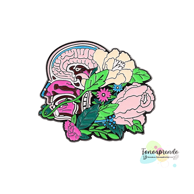 Pin cerebro sagital diseño flores