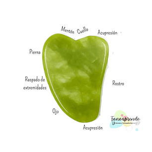 Rodillo / masajeador facial Jade con textura más piedra Gua SHA