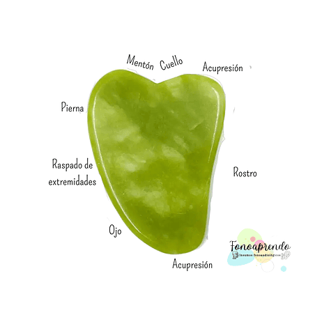 Rodillo / masajeador facial Jade con textura más piedra Gua SHA 2