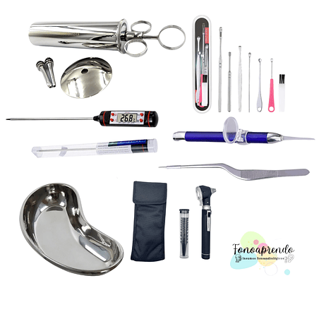 Kit lavado de oído n° 4, acero inoxidable más otoscopio clínico.  1