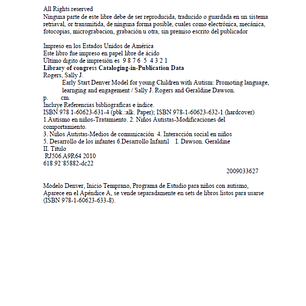 Modelo Denver inicio temprano para infantes con Autismo, PDF.