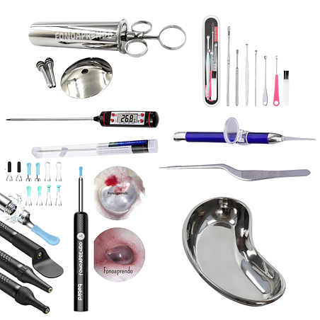 Kit lavado de oído n° 5, acero inoxidable, más otoscopio inalámbrico.  1