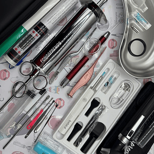 Kit lavado de oído n° 6, acero inoxidable FULL. Ambos otoscopios más accesorios.