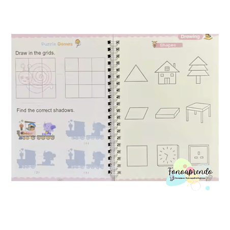 4 cuadernos mágicos, caligrafía para niños, REUTILIZABLE. 3