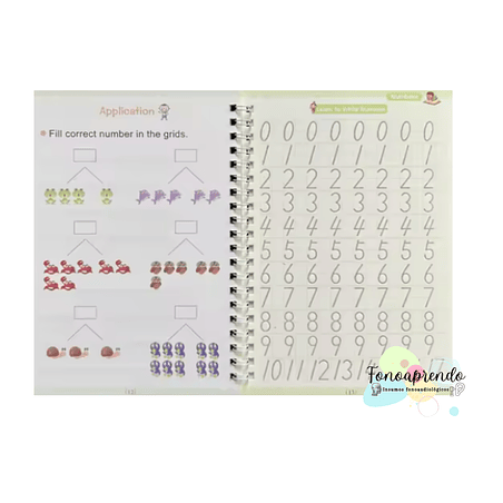 4 cuadernos mágicos, caligrafía para niños, REUTILIZABLE. 4