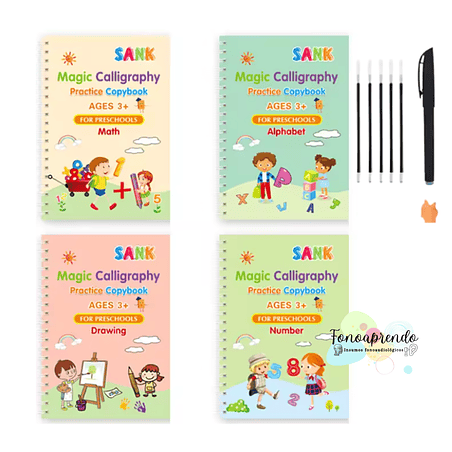 4 cuadernos mágicos, caligrafía para niños, REUTILIZABLE. 1