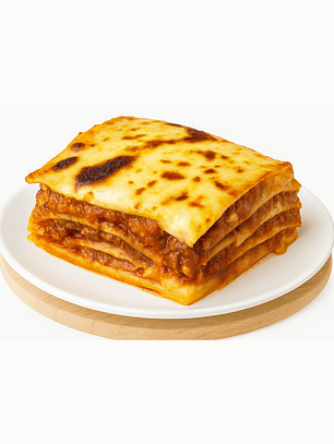 Lasagna bolognesa de carne personal + pan al ajo x 3 unds