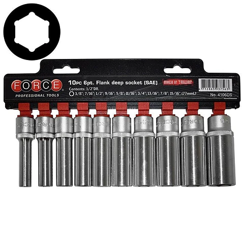 JUEGO DADOS []1/2" 3/8"-15/16" LARGO HEX. (4106DS)