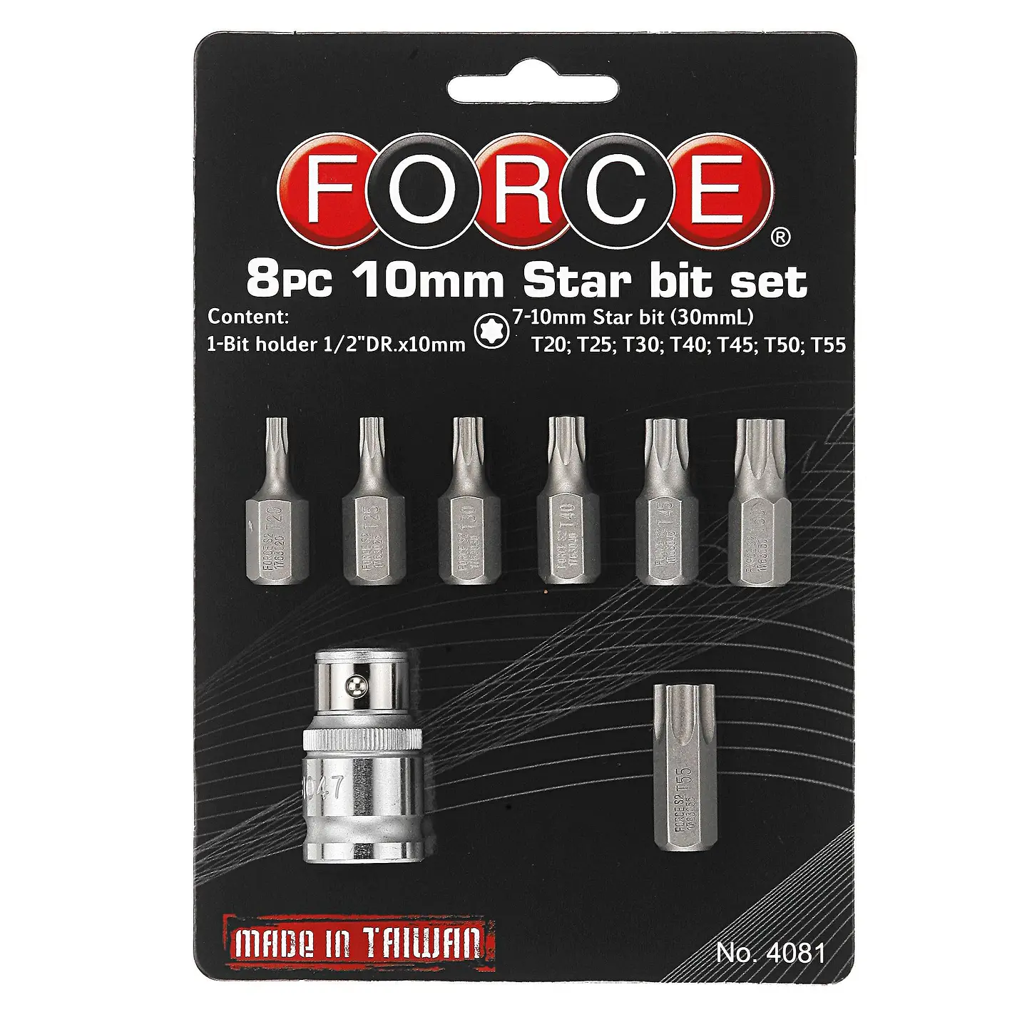 JUEGO PUNTAS TORX T20-T55 C/DADO TOMA (4081) 1