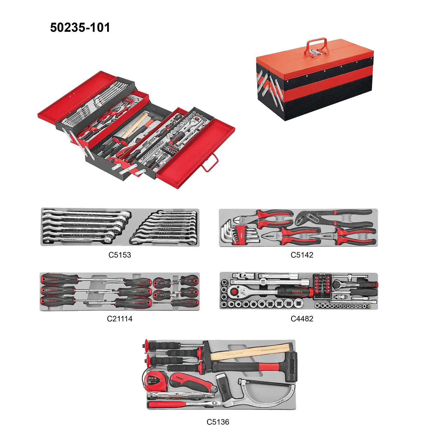 CAJA DE 4 BANDEJAS, 101 HERRAMIENTAS (50235-101) 1
