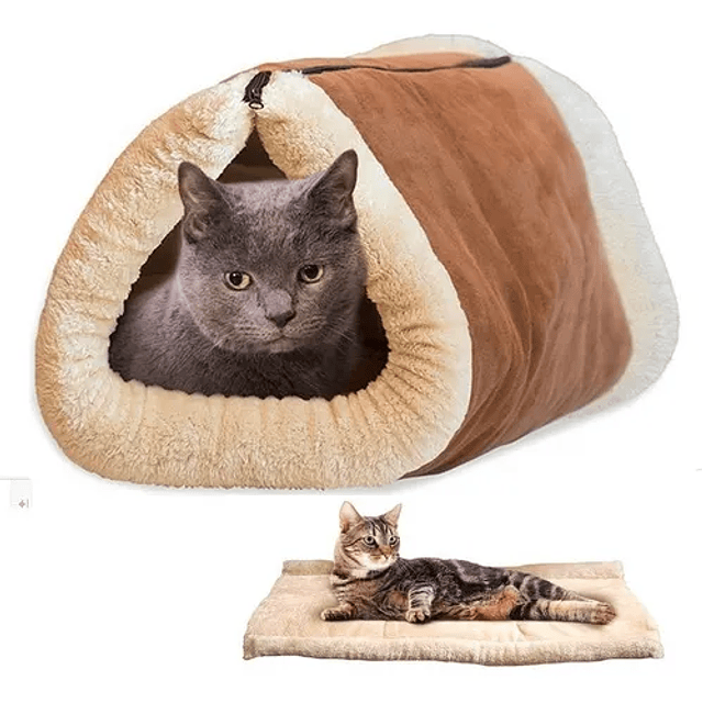 Cama Túnel Polar Para Gatos 2 En 1 Mascotas