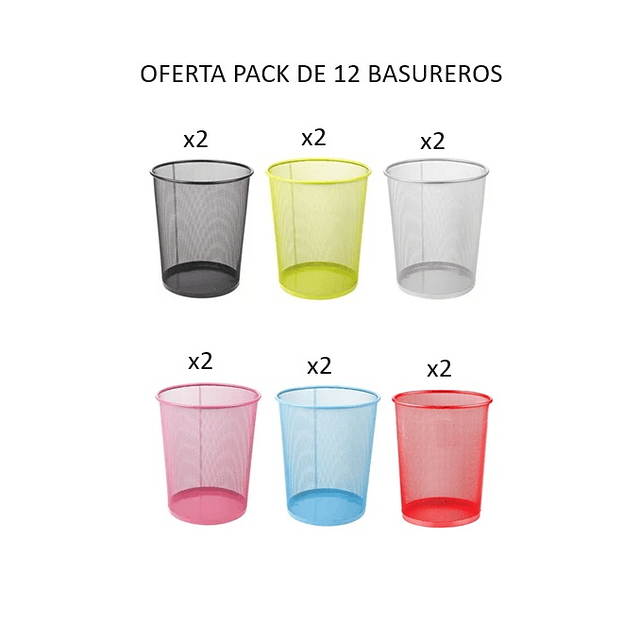 Pack De 12 Papeleros Basureros Oficina Hogar