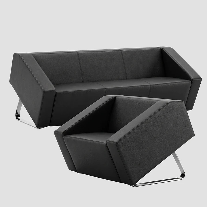 Sofá Corporativo Cohe - Diseño Geométrico y Patas de Acero 1