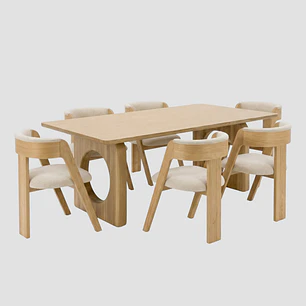 Juego de Comedor Manila en Madera Huayruro - 6 Sillas