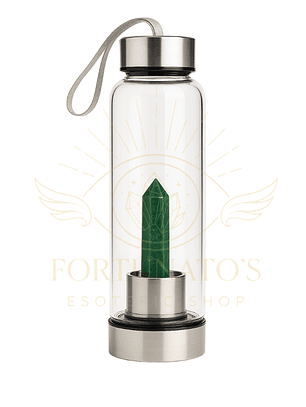 💚 Garrafa Elixir com Cristal de Quartzo Verde + Estojo Fortunato’s (500ml)