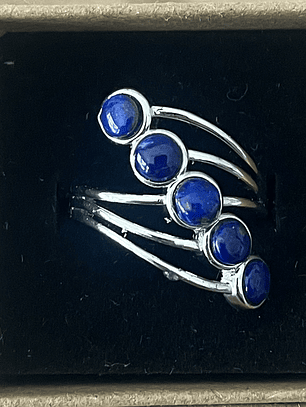 Anel Ajustável Aço e Lápis Lazuli