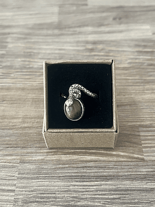 Anel Ajustável Serpente com Olho de Tigre