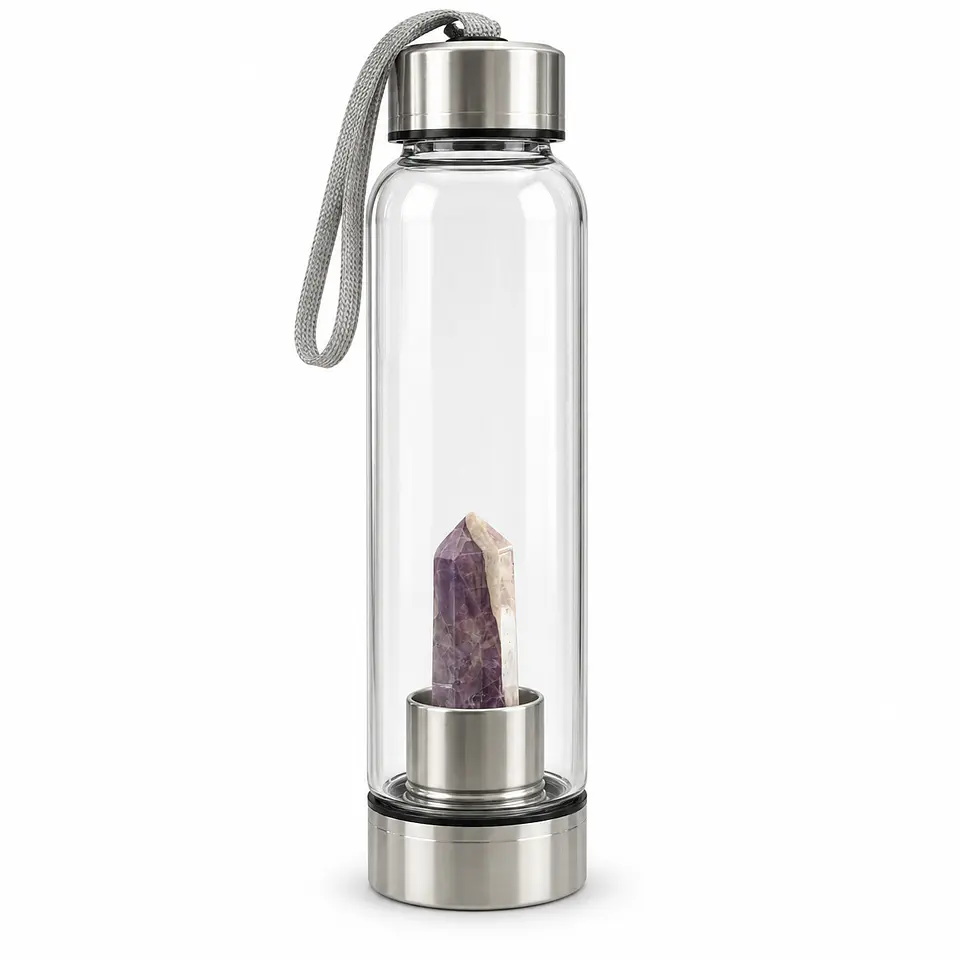 Garrafa de água com cristal e capa incluída 2