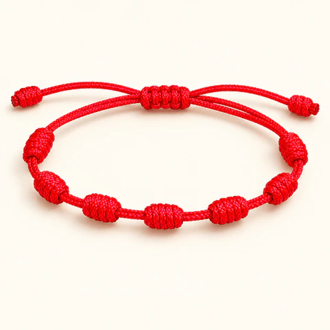 Pulseira vermelha de 7 nós — ajustável