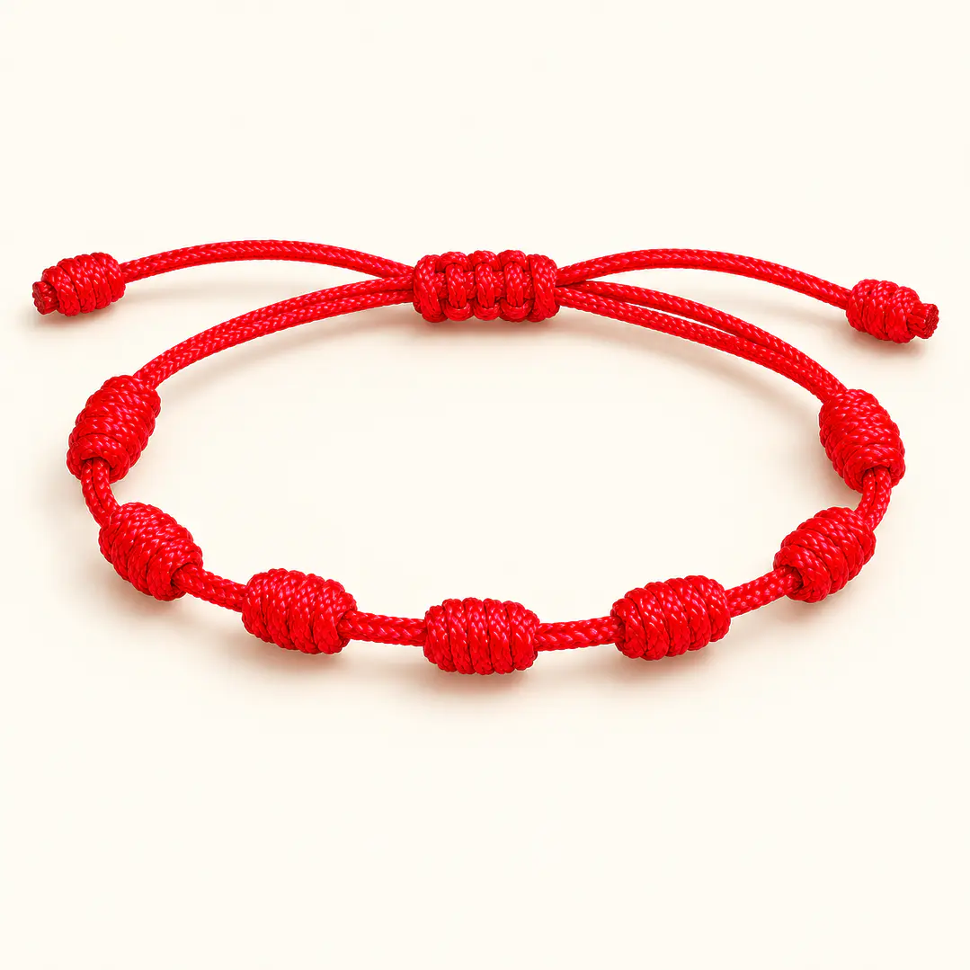 Pulseira vermelha de 7 nós — ajustável 1