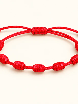 Pulseira vermelha de 7 nós — ajustável