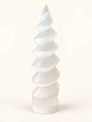 Torre de Selenite Espiral — 15 cm