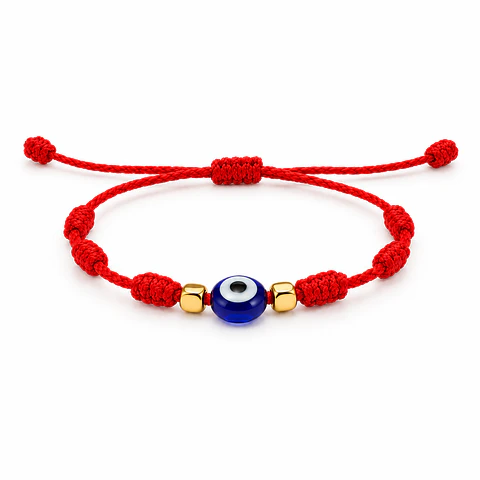 Pulseira 7 Nós Olho Turco Vermelha — Ajustável