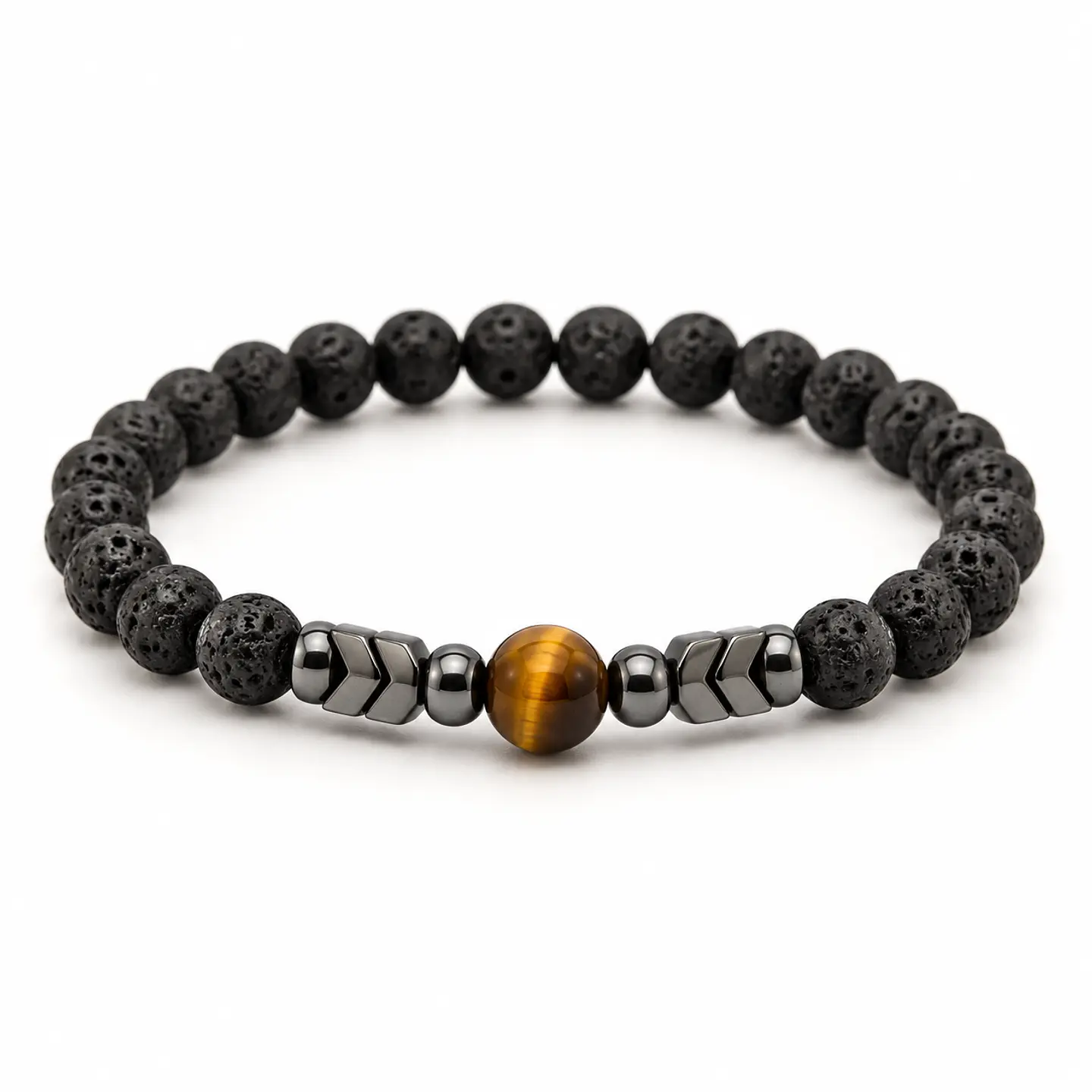 Pulseira Vulcânica, Hematite e Olho de Tigre — 6 mm 1