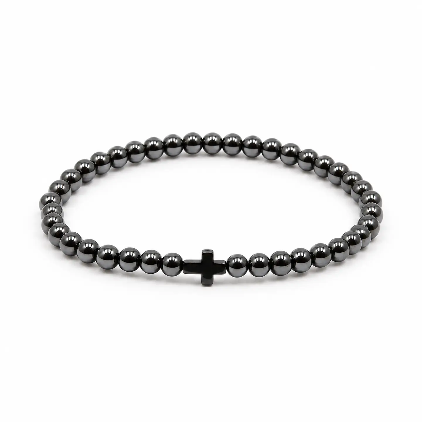 Pulseira de Hematite com Cruz — 4 mm 1