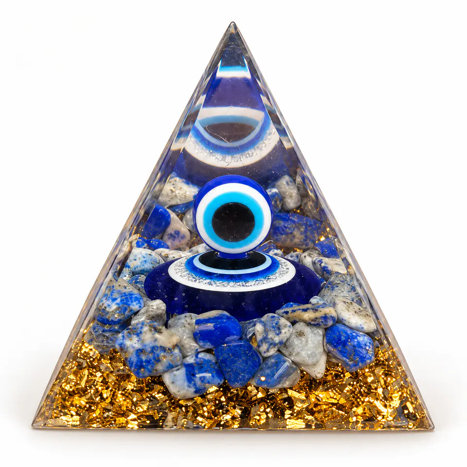Orgonite Pirâmide — Olho Azul 1