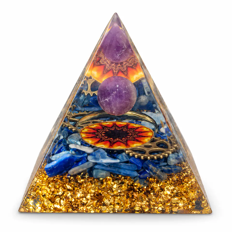 Orgonite Pirâmide — Mandala e Esfera Violeta 1
