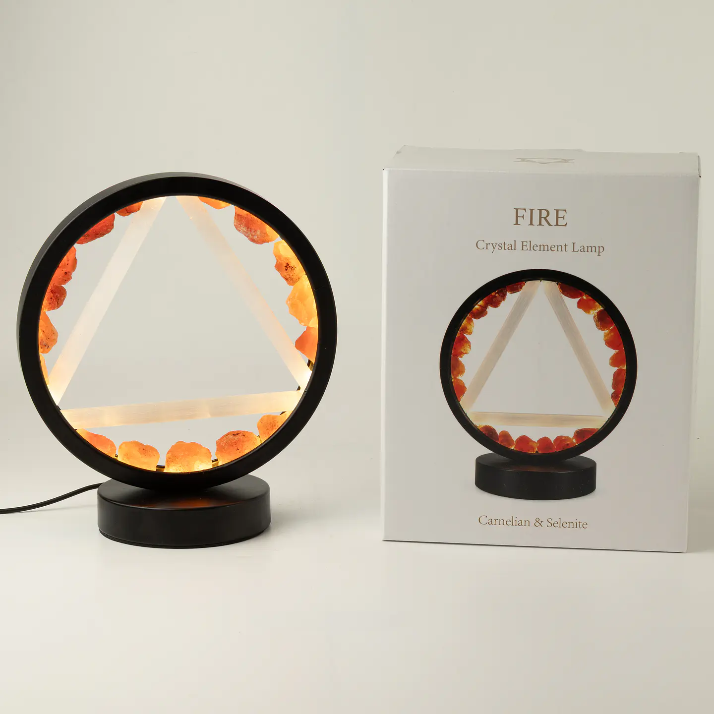 Candeeiro Halo Fogo — Cornalina e Selenite 2