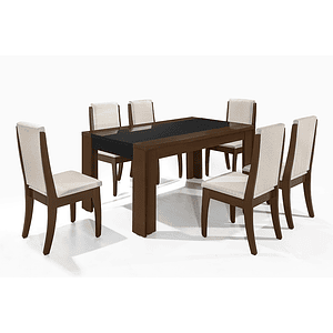 Set Comedor + Buffet Lorenzi Castaño 6 Sillas