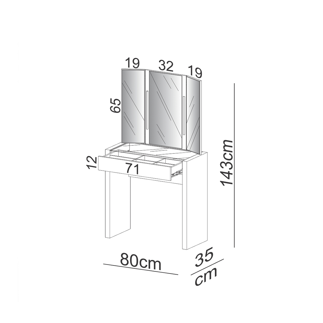 Tocador Roma Off White/ Tw130L Off White 3