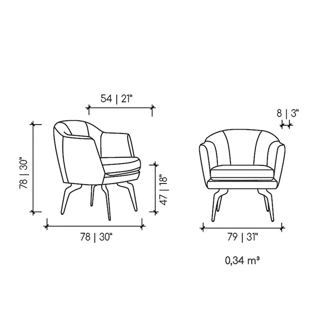 Poltrona Chloe Toffee 100% Cuero 2
