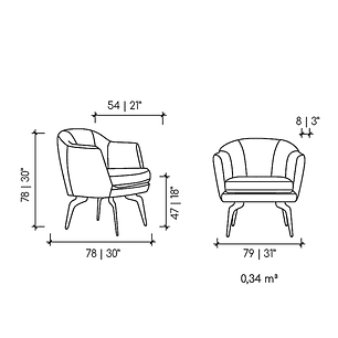 Poltrona Chloe Toffee 100% Cuero
