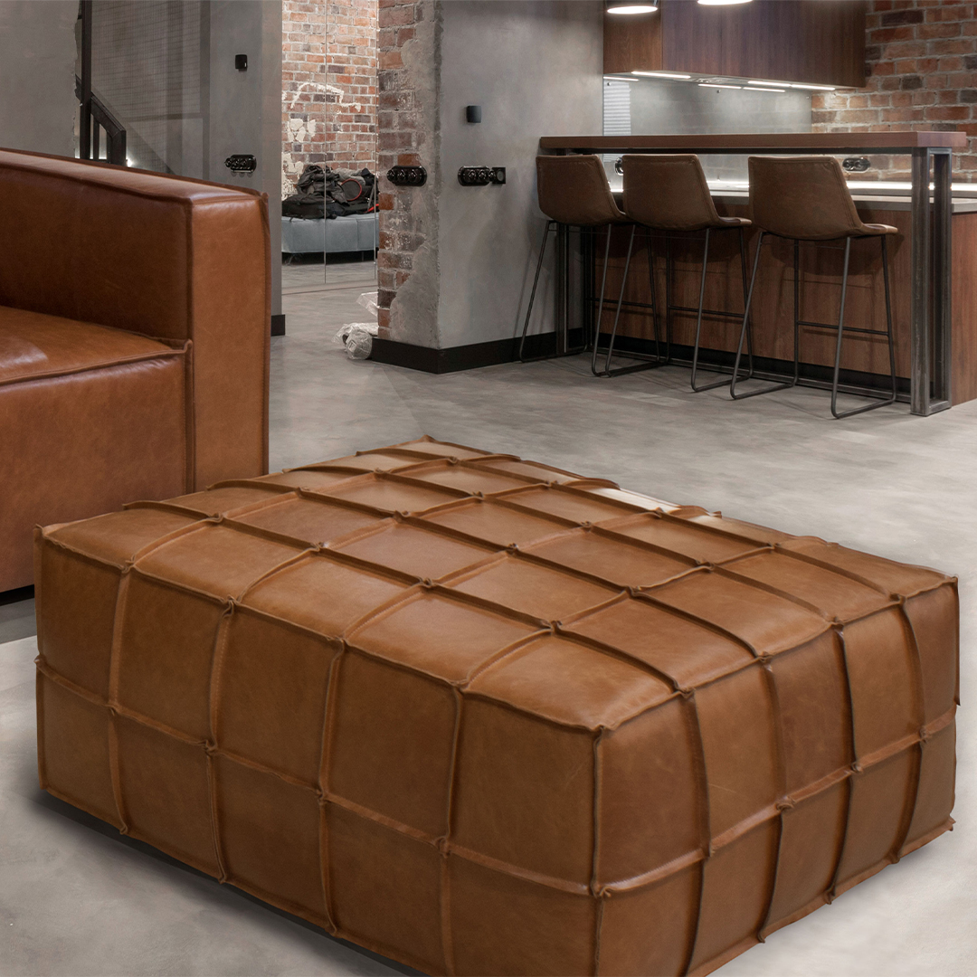 Puff Fiori Camel 100% Cuero 1