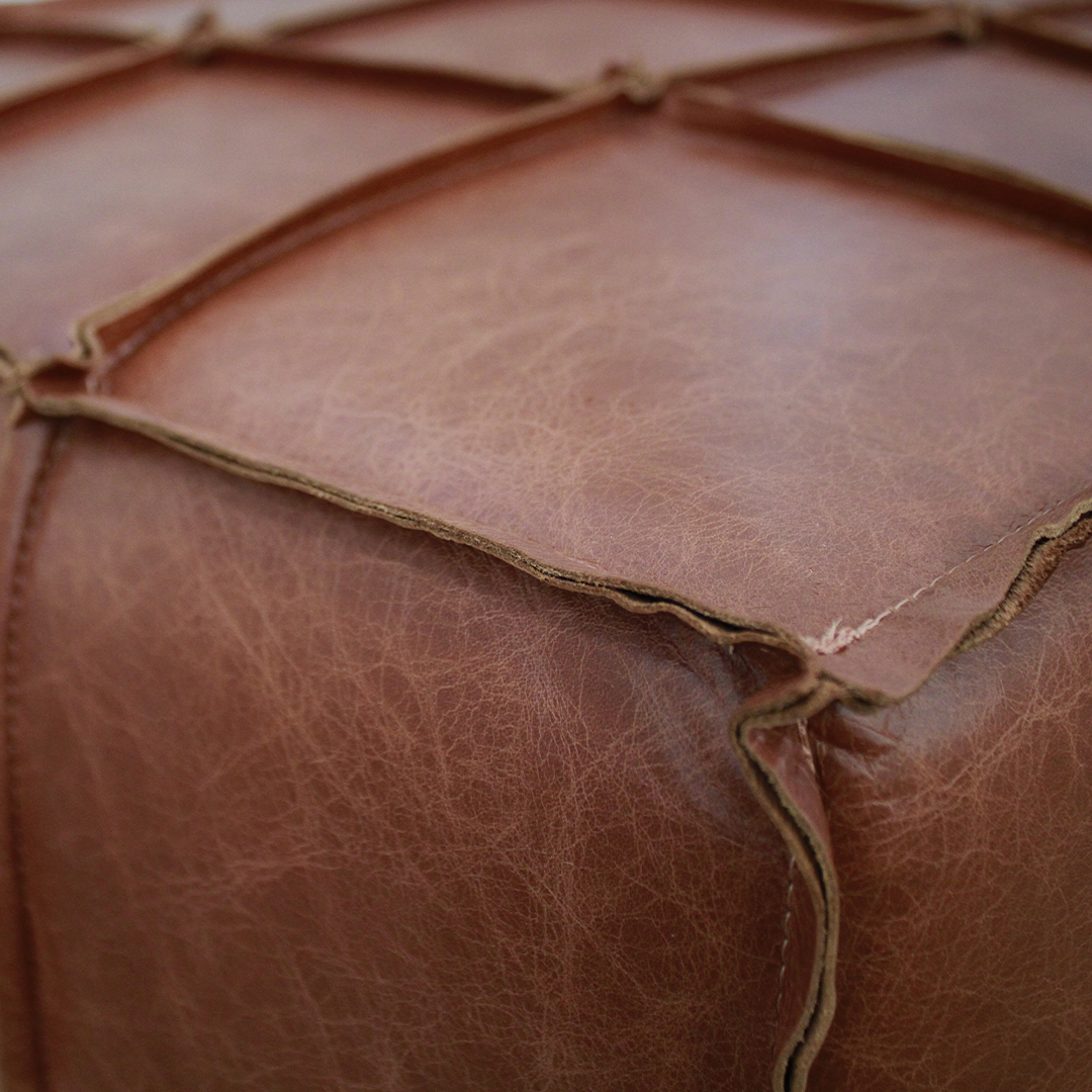 Puff Fiori Camel 100% Cuero 3