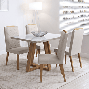 Comedor 1.2 Mara Off White 4 sillas Daisy