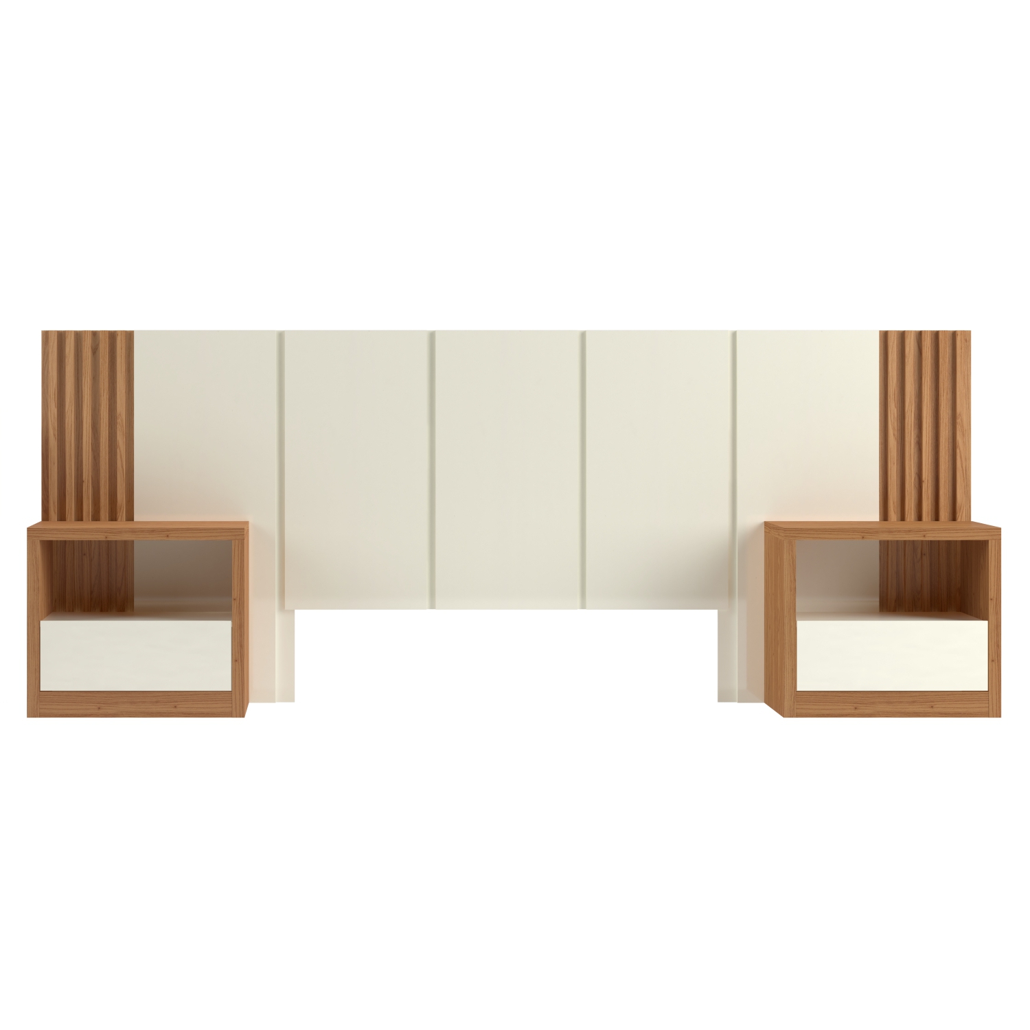 Set de Respaldo Off White Castaño Tw185 +  2 veladores 140 Castaño 2