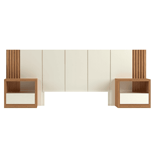 Set de Respaldo Off White Castaño Tw185 +  2 veladores 140 Castaño