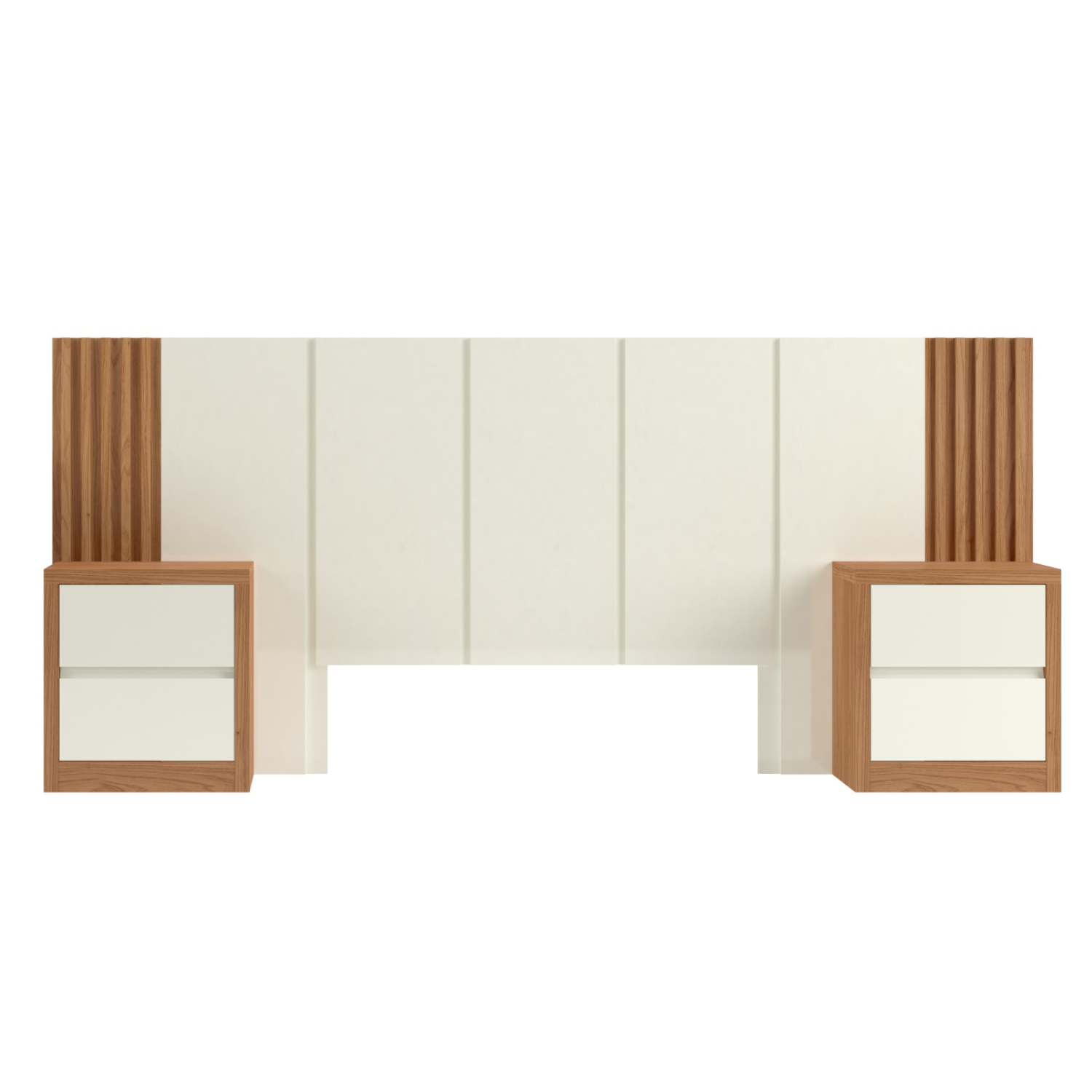 Set de Respaldo Off White Castaño Tw185 +  2 veladores 141 2CM Castaño off white 2