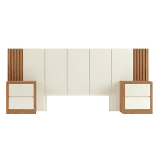 Set de Respaldo Off White Castaño Tw185 +  2 veladores 141 2CM Castaño off white